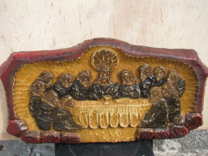 Ostatnia wieczerza - płaskorzeźba w drewnie, wysokość 42 cm
