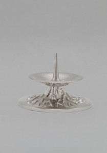 Lichtarz mosiężny, niklowany, wys. 7 cm