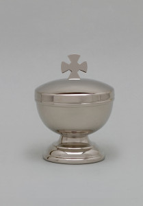 Vasculum mosiężne, niklowane, wys. 10 cm