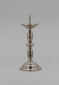 Lichtarz mosiężny, niklowany, wys. 25 cm