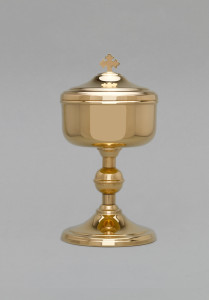 Puszka mosiężna, pozłacana, wys. 27 cm