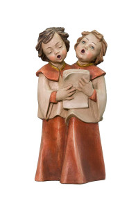 Duet śpiewających ministrantów, rzeźba drewniana, wysokość 42 cm
