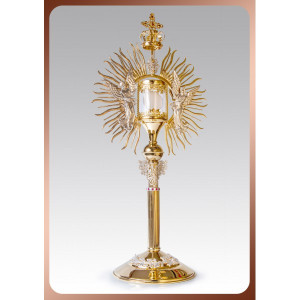 Monstrancja z okrągłą luną, mosiężna, wysokość 81 cm