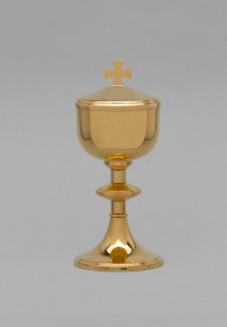 Puszka mosiężna, pozłacana, wys. 23 cm