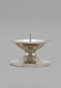 Lichtarz mosiężny, niklowany, wys. 9 cm