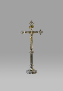 Krzyż stojący, mosiężny, wys. 76 cm