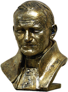 Popiersie  św. Jana Pawła II, materiał żywiczny, wysokość 55 cm