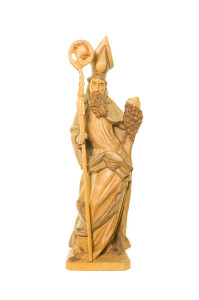 Święty Urban Biskup, drewniana rzeźba bejcowana, wysokość 63 cm