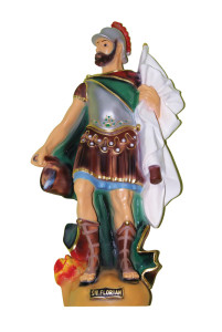 Płaskorzeźba św. Floriana, materiał żywiczny, wysokość 56 cm