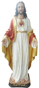 Figura Serce Pana Jezusa - szklane oczy 122 cm z żywicy poliestrowej