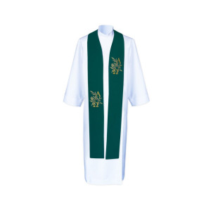 Stuła kapłańska - Alfa i Omega, gałązki oliwne