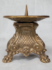 Lichtarz mosiężny zdobiony, wysokość 14 cm