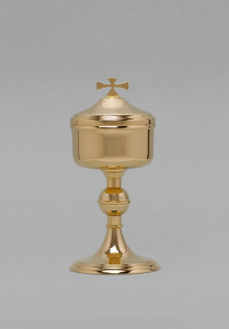 Puszka mosiężna, pozłacana, wys. 26 cm