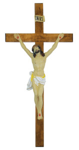 Chrystus na krzyżu drewnianym, rozmiar 135 cm x 80 cm