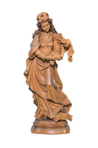 Święta Barbara, drewniana rzeźba bejcowana, wysokość 60 cm