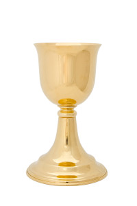 Kielich, mosiądz złocony, wys. 16 cm