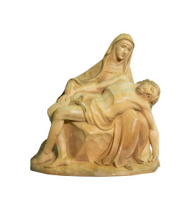 Pieta, rzeźba drewniana bejcowana, wysokość 30 cm