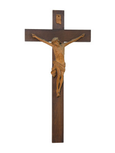 Krzyż z pasyjką, rzeźba drewniana, wysokość 70 cm