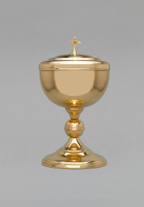 Puszka mosiężna, pozłacana, wys. 33 cm