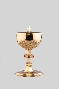 Puszka mosiężna, pozłacana, wys. 26 cm