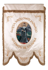 Chorągiew haftowana, św. Królowa Jadwiga