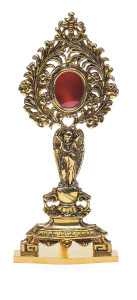 Relikwiarz z brązu, pozłacany, wysokość 32 cm