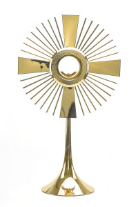 Monstrancja klasyczna, mosiądz złocony, wysokość 59 cm