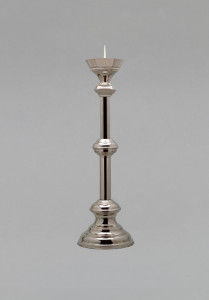 Lichtarz mosiężny, niklowany, wys. 59 cm