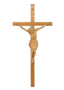 Krzyż z pasyjką, rzeźba drewniana, wysokość 75 cm