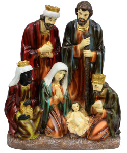 Figura św. Rodziny i Trzech Króli z żywicy poliestrowej, wysokość 63 cm