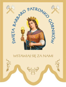 Chorągiew haftowana, św. Barbara