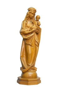 Madonna, drewniana rzeźba bejcowana, wysokość 55 cm