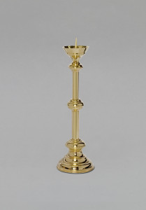 Lichtarz mosiężny, pozłacany, wys. 59 cm