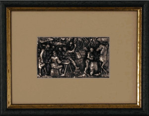 Płaskorzeźba Biesiady w ramce, rozmiar 12 cm x 15 cm