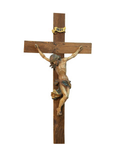 Krzyż z pasyjką, rzeźba drewniana, wysokość 110 cm