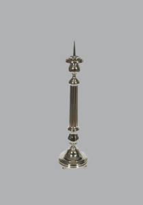 Lichtarz mosiężny, niklowany, paschalny, wys. 50 cm