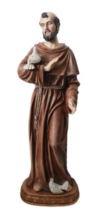 Figura św. Franciszka z Asyżu z żywicy poliestrowej, wysokość  61,5 cm