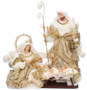 Figura Święta Rodzina z żywicy poliestrowej, wysokość 46 cm