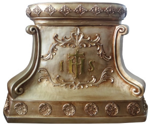 Postument na monstrancję/figurę, kolor złoty, żywica poliestrowa, wysokość 48,5 cm